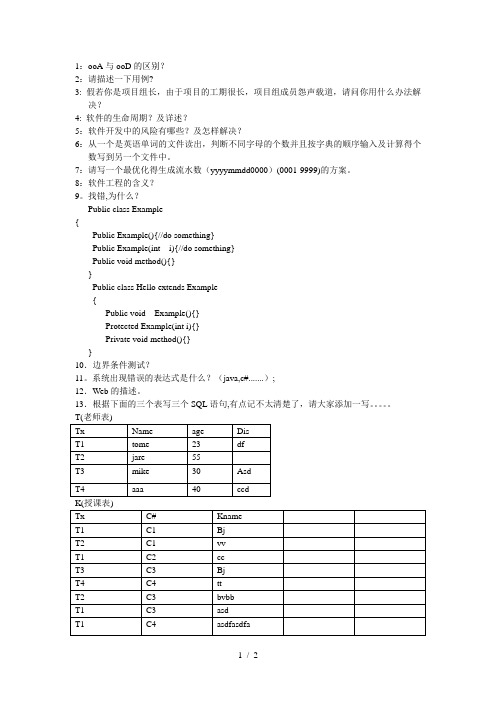 长城电子网络信息公司面试题