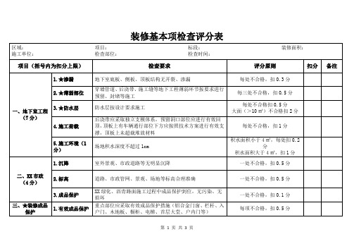 装修基本项检查评分表