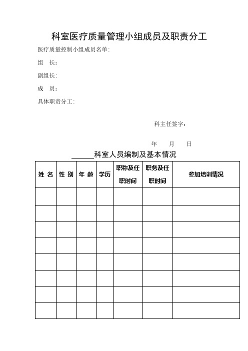 科室医疗质量管理手册