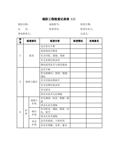 堤防工程检查记录表