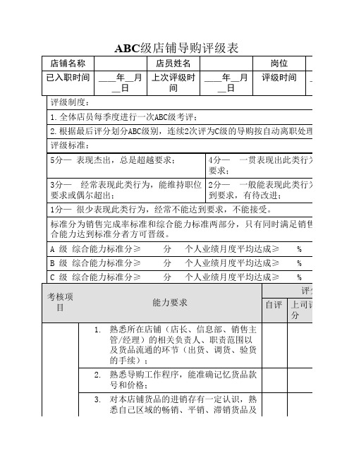 ABC级导购考核标准