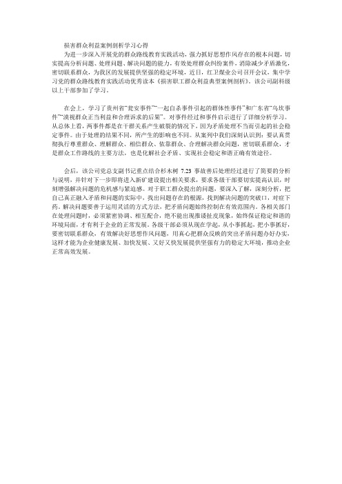 损害群众利益案例剖析学习心得