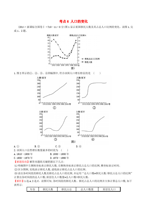 (人教通用)高考地理总复习 考点6 人口的变化(含2014高考真题)