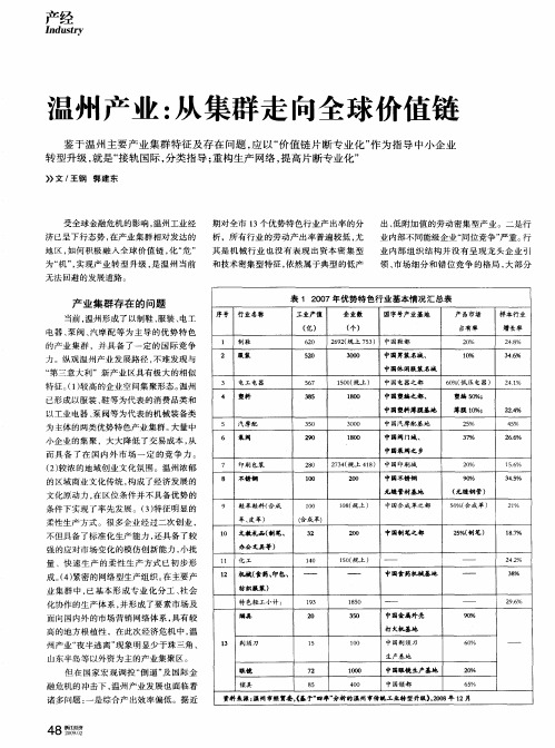 温州产业:从集群走向全球价值链