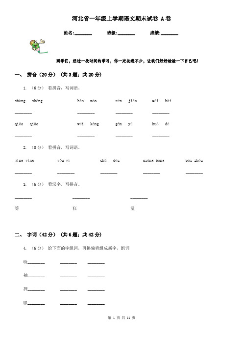 河北省一年级上学期语文期末试卷 A卷