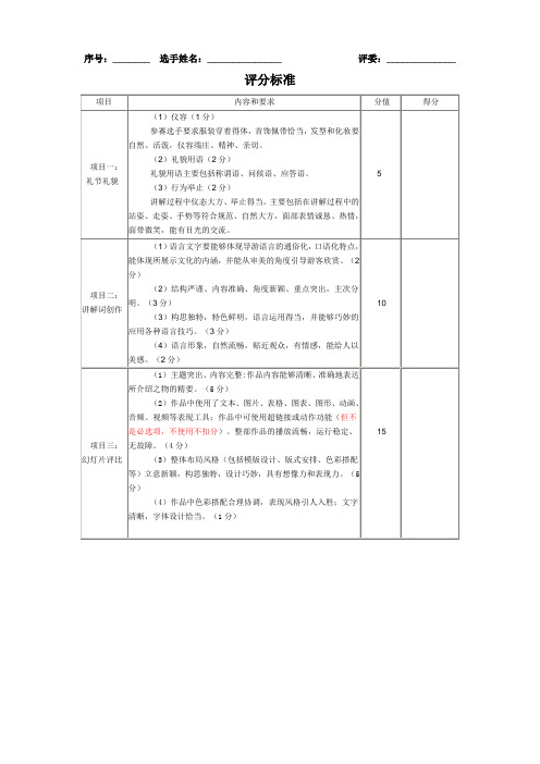 导游词讲解评分标准