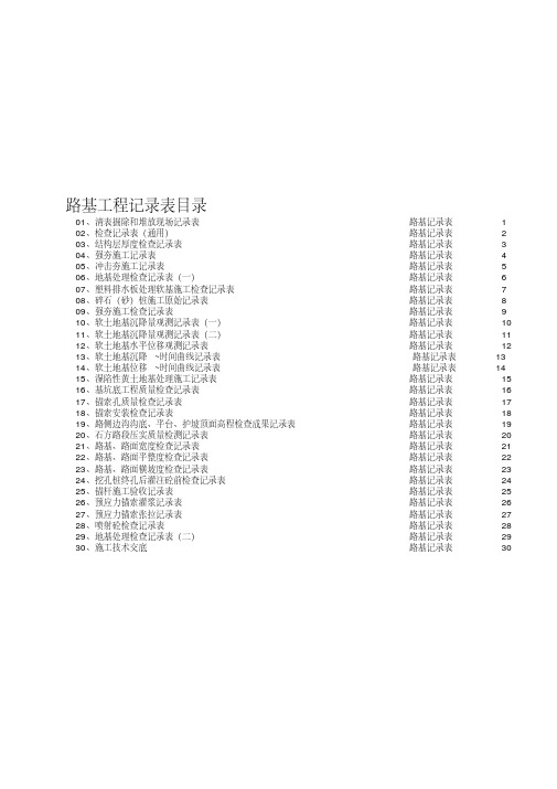 路基工程记录表模版