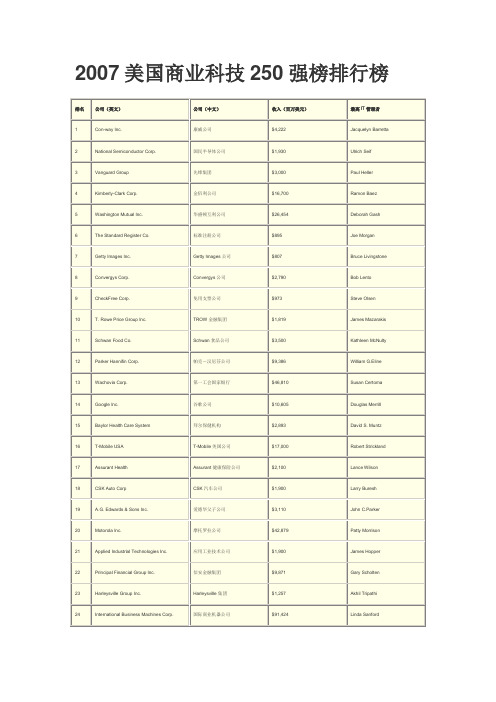 2007美国商业科技250强榜排行榜