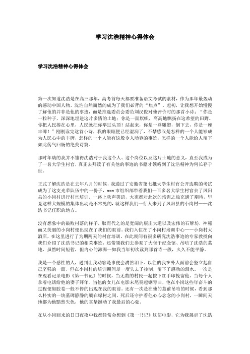 学习沈浩精神心得体会