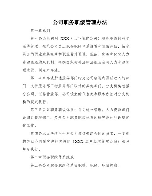 公司职务职级管理办法