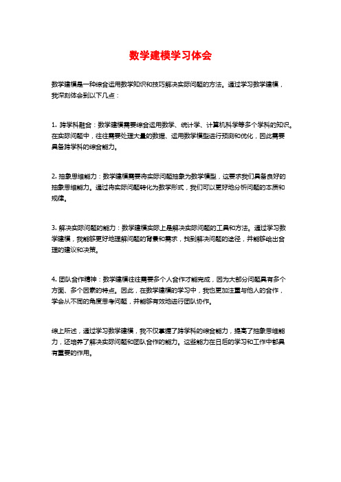 数学建模学习体会