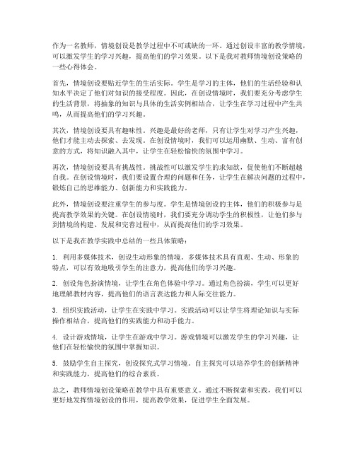 教师情境创设策略心得体会