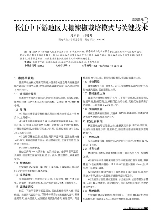 长江中下游地区大棚辣椒栽培模式与关键技术