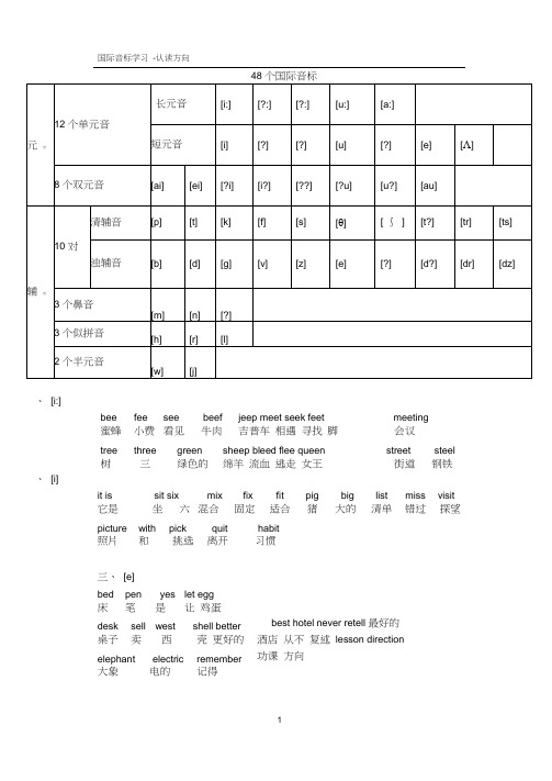 (完整word版)国际音标表(小学)