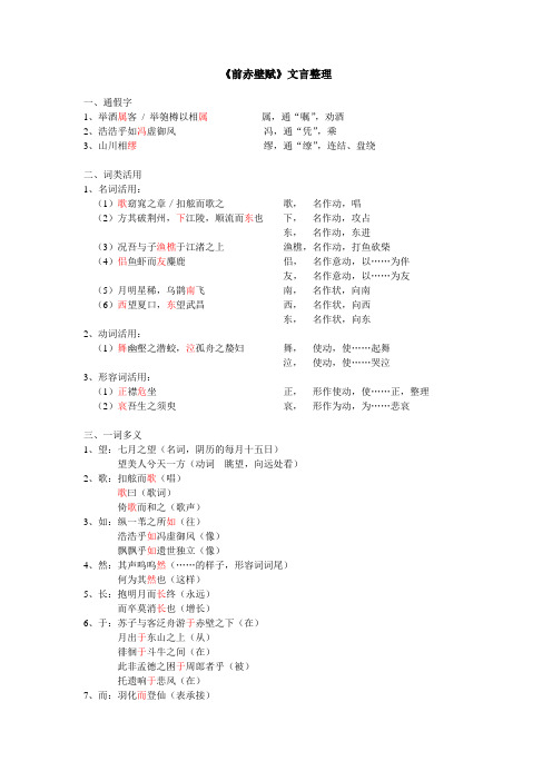 前赤壁赋文言整理