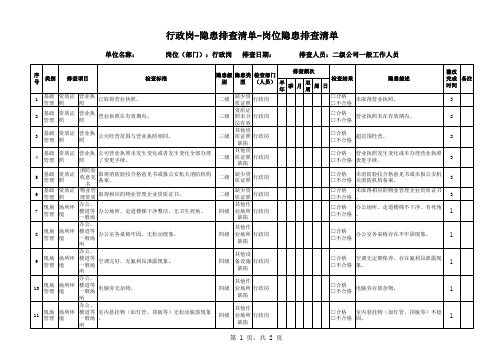 行政岗-隐患排查清单