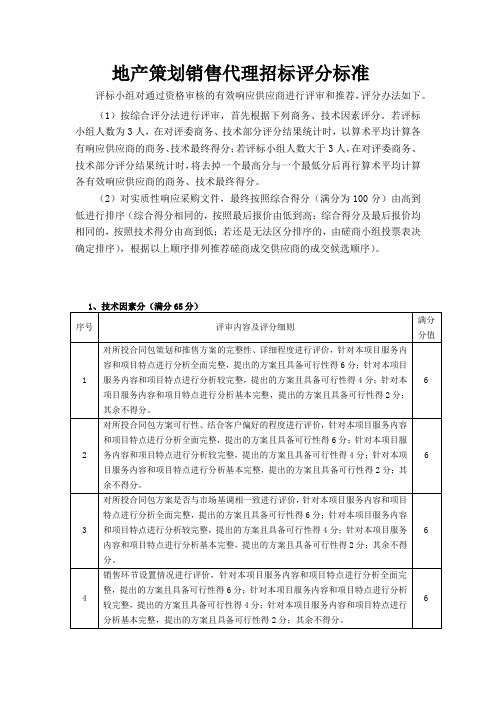 地产策划销售代理招标评分标准