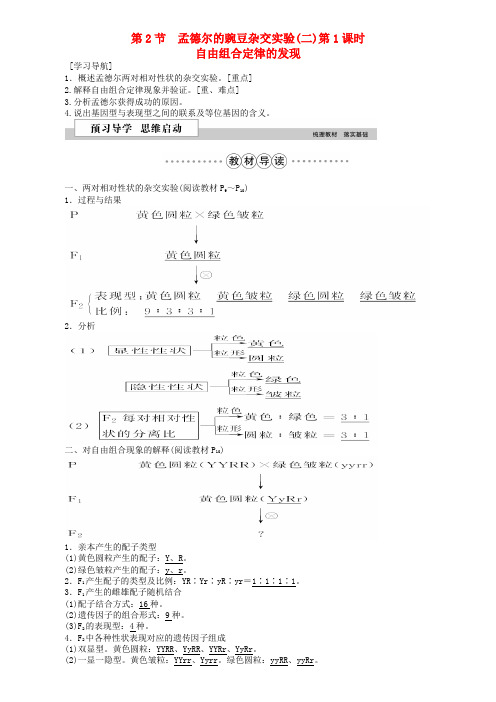 2015-2016学年人教版必修二孟德尔的豌豆杂交实验(二)第1课时学案