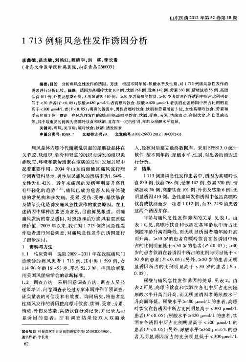 1713例痛风急性发作诱因分析