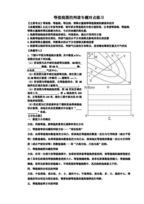等值线图的判读专题对点练习