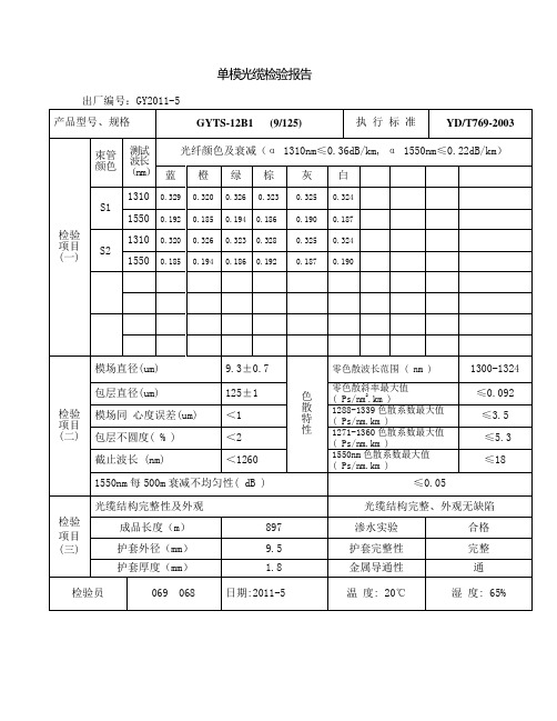 12芯光缆检验报告