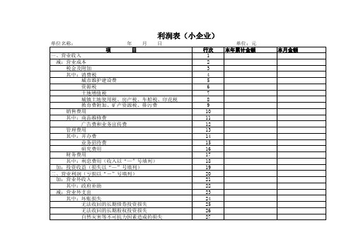 小企业利润表(2019年最新版)