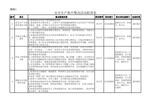 安全生产集中整改活动检查表 (1)