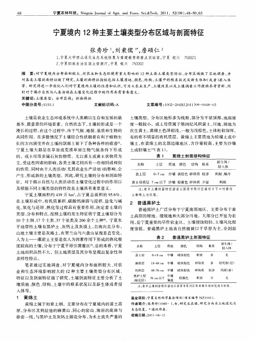 宁夏境内12种主要土壤类型分布区域与剖面特征