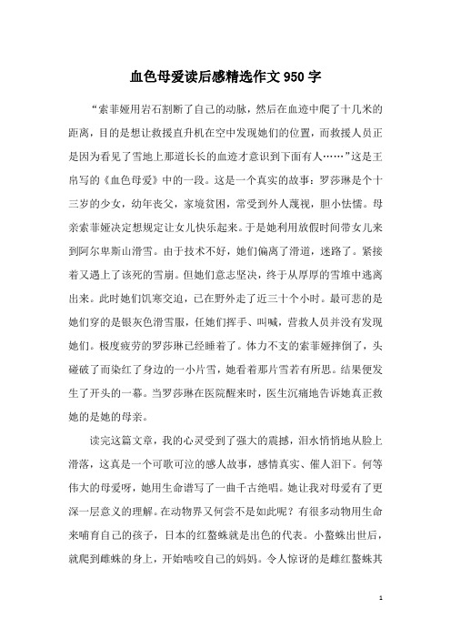 血色母爱读后感精选作文950字