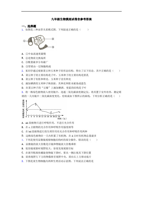 九年级生物摸底试卷含参考答案