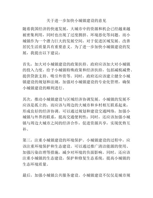 关于进一步加快小城镇建设的意见