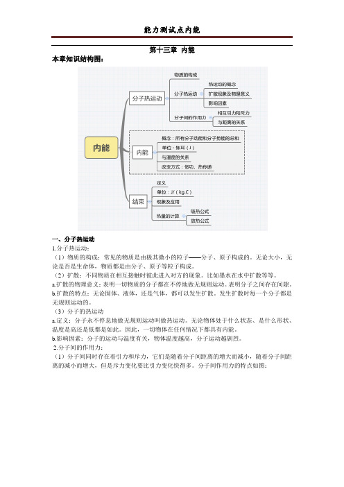 九年级物理 内能以及内能的利用