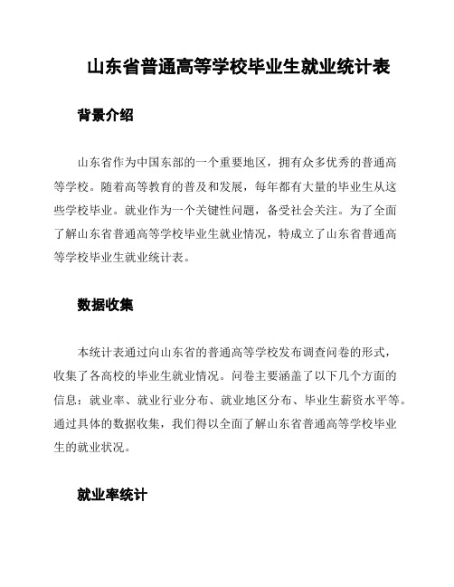 山东省普通高等学校毕业生就业统计表