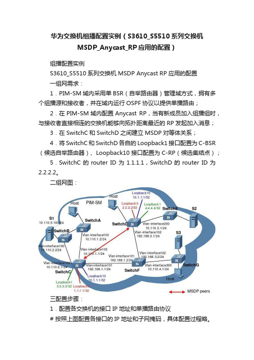 华为交换机组播配置实例（S3610_S5510系列交换机MSDP_Anycast_RP应用的配置）