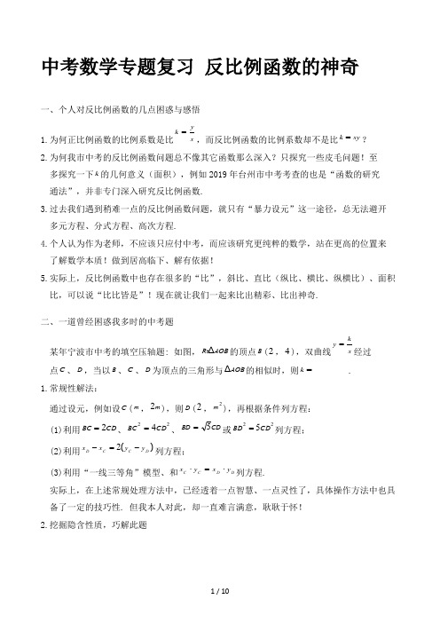 中考数学专题复习 反比例函数的神奇