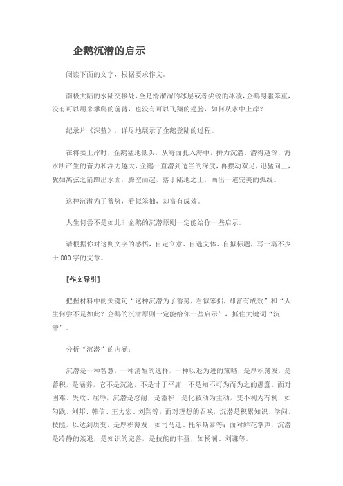 企鹅沉潜的启示