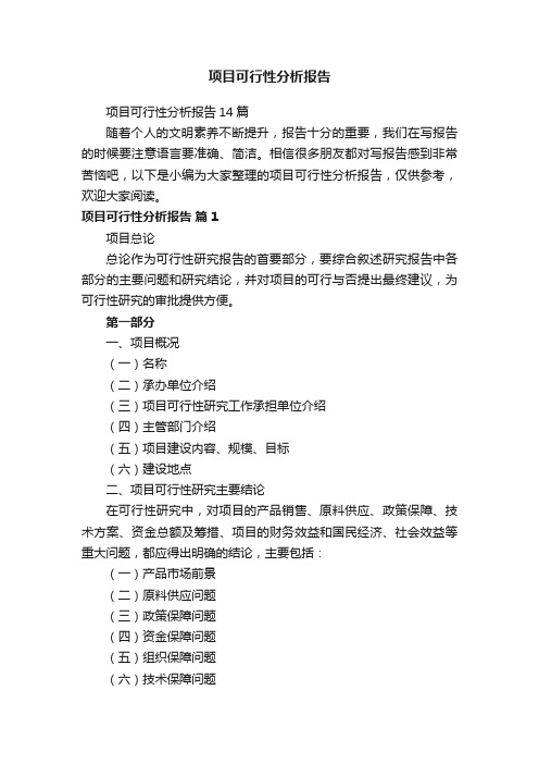 项目可行性分析报告14篇