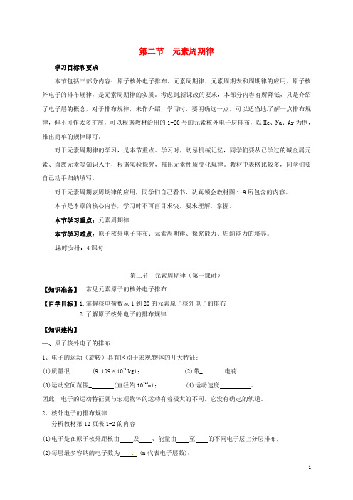 高中化学第一章物质结构元素周期律元素周期律第一课时学案新人教必修
