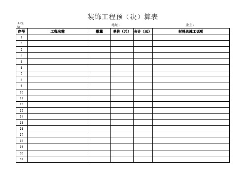 装饰工程预决算表1