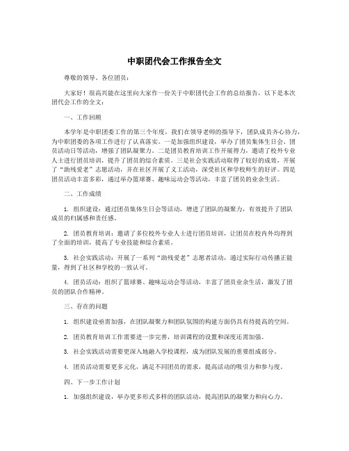 中职团代会工作报告全文