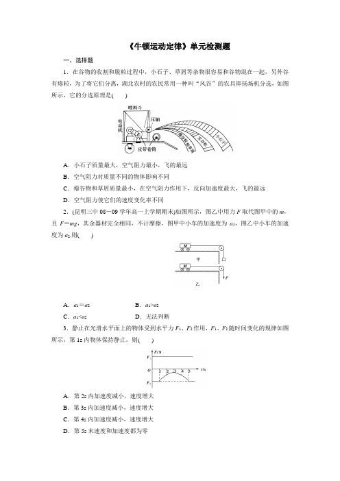 高一物理必修一第四章《牛顿运动定律》单元检测题(含答案)