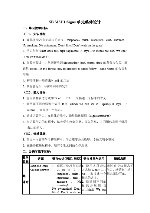 Module3Unit1Signs(教学设计)-牛津上海版(试用本)英语五年级下册