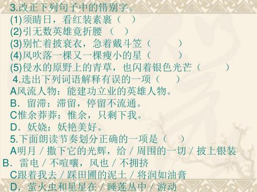 4.《外国诗两首祖国黑人谈河流》(练习题)-PPT文档资料