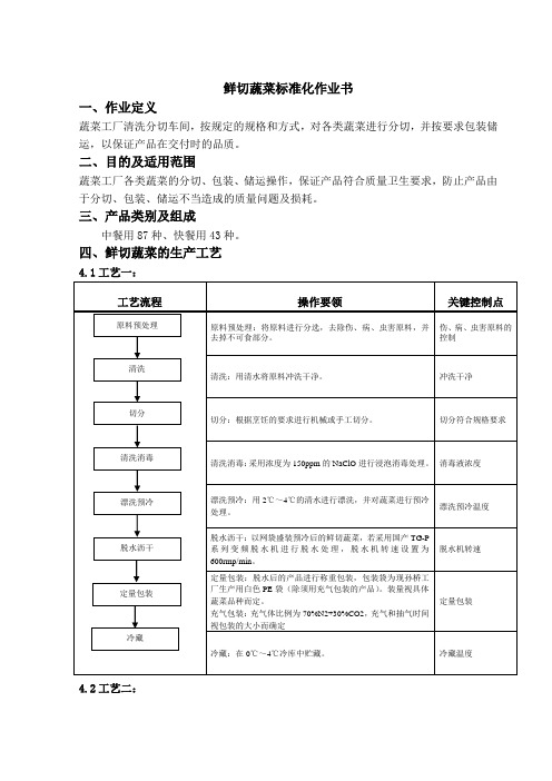 鲜切蔬菜标准化作业书