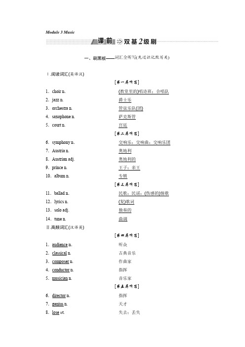 2018-2019学年高中一轮复习英语教师用书：必修二 Module 3 Music 含答案