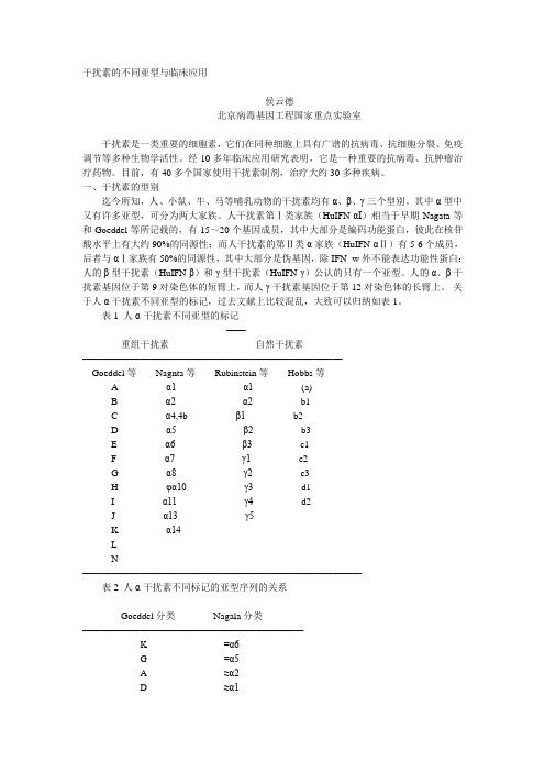 干扰素的不同亚型与临床应用