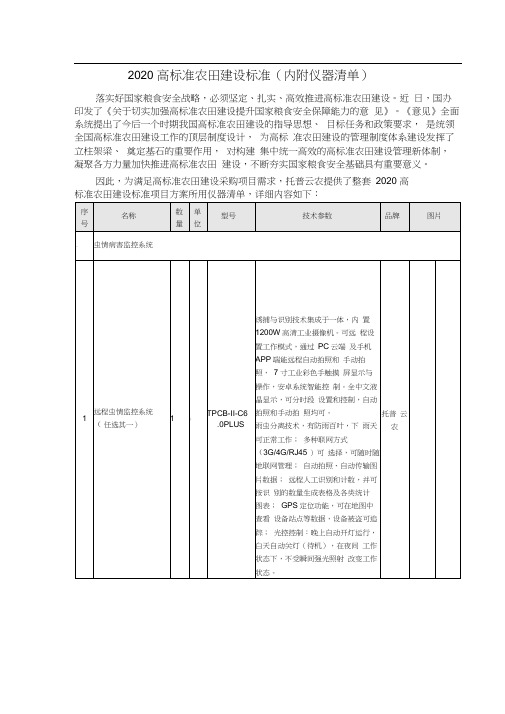 2020高标准农田建设标准(内附仪器清单)