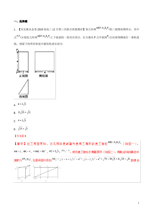 河北省衡水市高考数学各类考试分项汇编专题08立体几何文