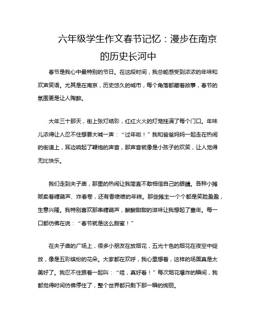 六年级学生作文春节记忆：漫步在南京的历史长河中