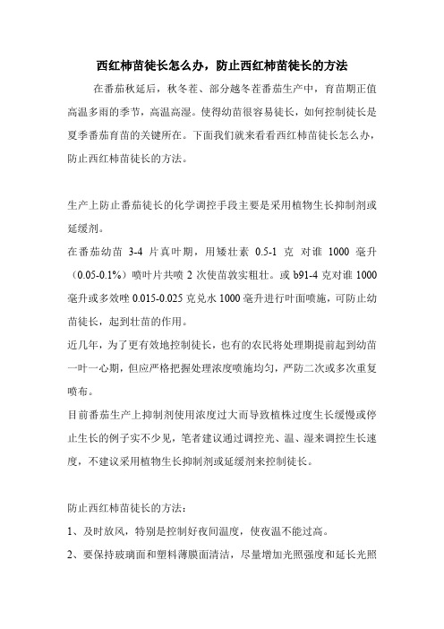 西红杮苗徒长怎么办,防止西红杮苗徒长的方法.doc